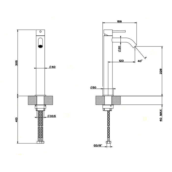 Gessi 316 Flessa Смеситель для раковины на 1 отверстие, цвет: brushed brass PVD 54009#727