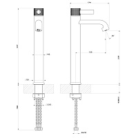 Gessi Inciso Смеситель для раковины на 1 отверстие, высокий h33,7 cм, цвет: black metal brushed PVD 58004#707