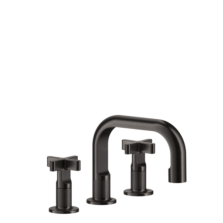 Gessi Inciso Смеситель для раковины на 3 отверстия, излив 14 cм, цвет: black metal brushed PVD 58112#707