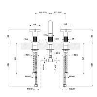 Gessi Inciso Смеситель для раковины на 3 отверстия, излив 14 cм, цвет: black metal brushed PVD 58112#707