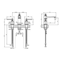 Gessi Venti20 Смеситель для раковины на 3 отверстия с донным клапаном, излив 9,8 см, цвет: brass PVD 65014#710