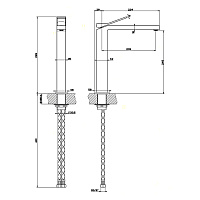 Gessi Rettangolo K Смеситель для раковины на 1 отверстие, излив 21,3 cм, цвет: finox brushed nickel 53004#149