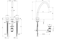 Gessi Origini Смеситель для раковины на 3 отверстия, с донным клапаном, цвет: chrome 66015#031