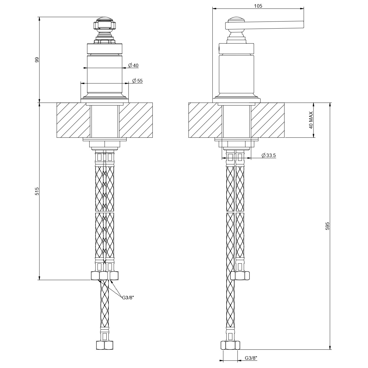 Gessi Venti20 Рычаг удаленного управления, цвет: brass PVD 65100#710