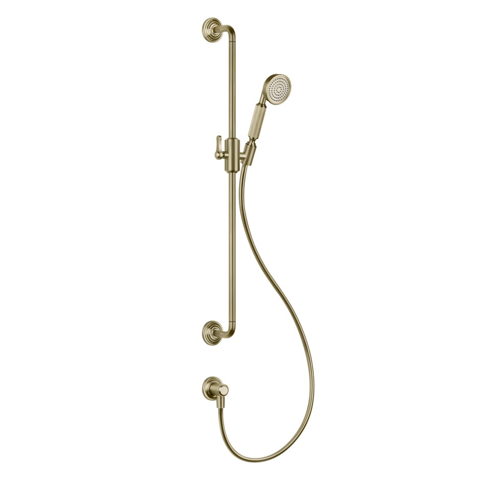 Gessi Venti20 Штанга в комплекте с лейкой, шланг 1,50 м и вывод воды, цвет: brushed brass PVD 65142#727