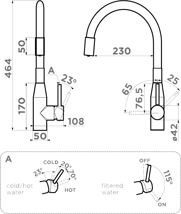 Omoikiri Yatomi Смеситель для кухни, с функцией подачи питьевой воды, цвет: графит 4994498