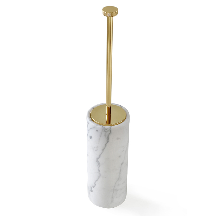 3SC Apuana 2.0 Ершик для унитаза напольный с мраморной колбой, цвет: Matt Satin Brass AP17ALX