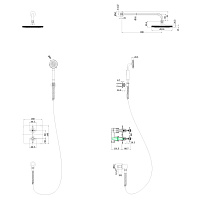 Burlington Guild Душевой комплект встраиваемый с внут. частью: верхний душ, шланг, цвет: хром глянец GUSHOWERPACKSQ3C