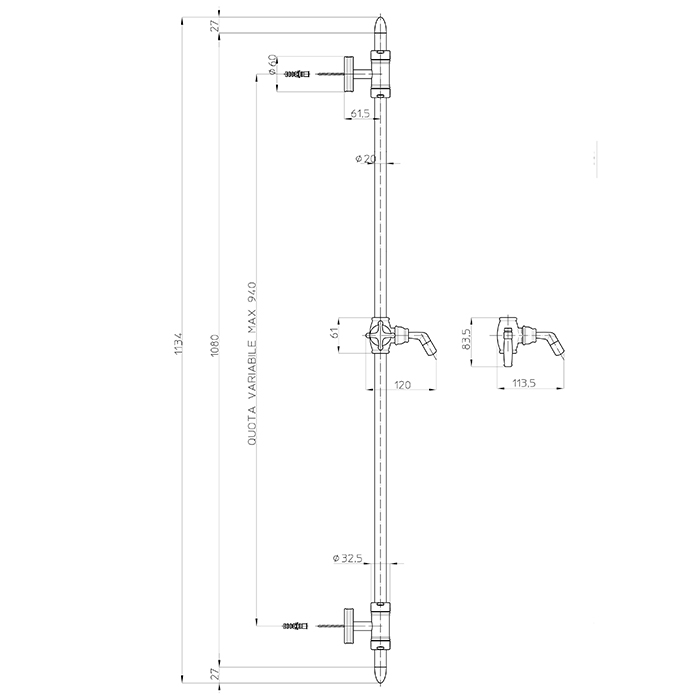 Bossini Liberty Душевая штанга 113,4 см, цвет: chrome D19000.030