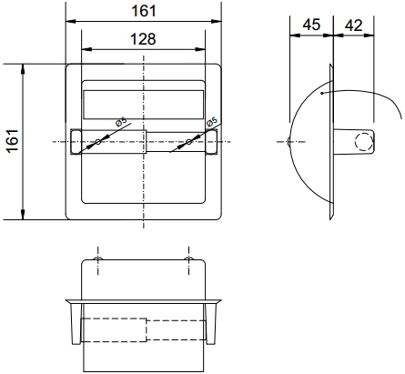 Nofer Industrial Держатель туалетной бумаги с крышкой, встраиваемый, цвет: нержавеющая сталь 05203.S