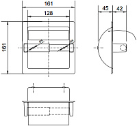 Nofer Industrial Держатель туалетной бумаги с крышкой, встраиваемый, цвет: нержавеющая сталь 05203.S