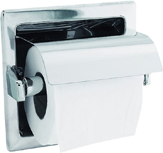 Nofer Classic Держатель туалетной бумаги с крышкой, встраиваемый, цвет: нержавеющая сталь 05203.В