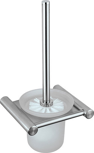 Nofer Roma Ершик для унитаза подвесной со стеклянной колбой, цвет: нержавеющая сталь 16825.S