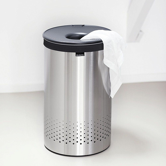 Brabantia Корзина для белья напольная, 60 литров, цвет: стальной/серый 105166
