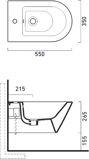 Catalano Zero Биде подвесное 35x55 см, 1 отв., с переливом, покрытие Cataglaze, цвет: белый матовый 0118551021