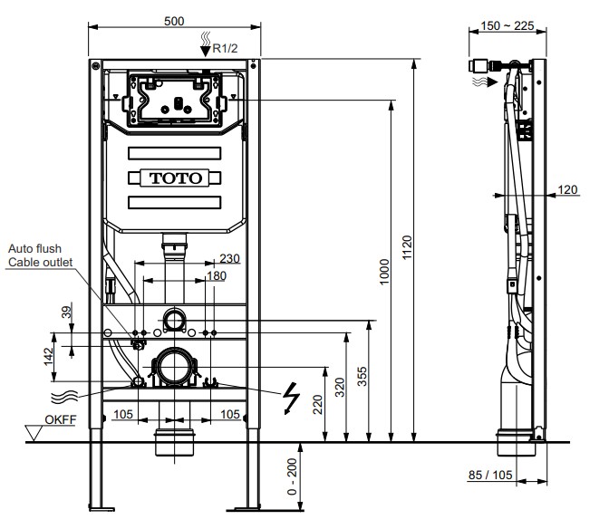 Toto Neorest WX2 Инсталляция для подвесного унитаза 50x12 см с креплением WH182EAT