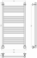 Стилье Аксиома-10 Полотенцесушитель водяной 56,5х104,2h см, цвет: без покрытия 00661-1050
