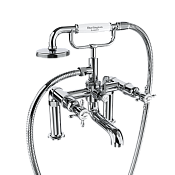 Burlington Guild  Смеситель для ванны с ручным душем и держателем, цвет: хром/белый глянцевый GU422DC