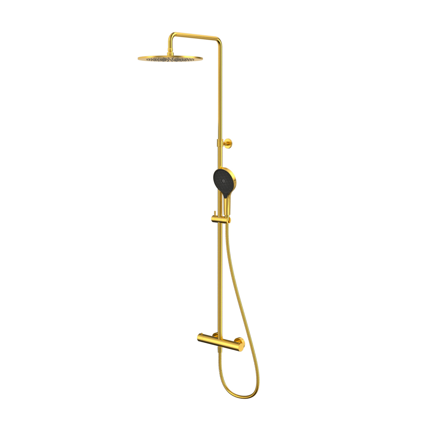 Whitecross Y Душевая стойка: термостат, ручной душ, верхний душ, шланг 150 см, цвет: брашир. золото Y1254TOPGLB