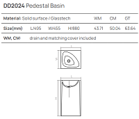 Dea Design Раковина напольная 49,5x45,5x88h см, Glasstech, выпуск в пол, цвет: pomegranate DD2024 495 R5