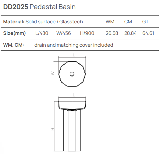 Dea Design Раковина напольная 48x45,6x90h см, Glasstech, выпуск в пол, цвет: pomegranate DD2025 480 R5