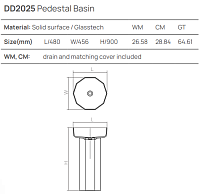 Dea Design Раковина напольная 48x45,6x90h см, Glasstech, выпуск в пол, цвет: pomegranate DD2025 480 R5