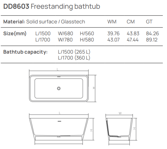 Dea Design Modern Ванна из Solid Surface отдельностоящая 150x68 см, цвет: green DD8603 1500 10