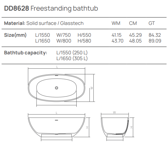 Dea Design Nature Ванна из Glasstech отдельностоящая 155x75 см, цвет: emerald DD8628 1550 R3