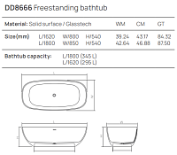 Dea Design Modern Ванна из Solid Surface отдельностоящая 150x76 см, цвет: wave DD8666 1620 15