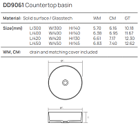 Dea Design Раковина чаша d45x14,5h см, Solid Surface, цвет: red wine DD9061 450 17