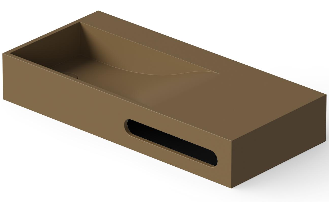 Dea Design Раковина накладная 90x42x15h см, Solid Surface, цвет: dark camel DD9064 900 1