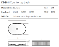 Dea Design Раковина чаша 55x35x12h см, Solid Surface, цвет: orange DD9811 550 7