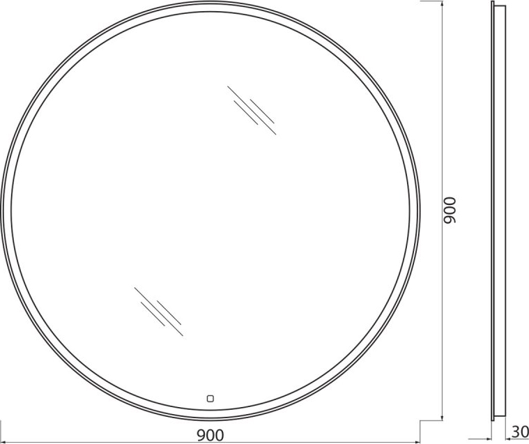 BelBagno Зеркало d80 см, с подсветкой по периметру и выключателем, цвет: хром глянцевый SPC-RNG-900-LED-TCH