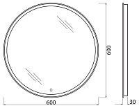 BelBagno Зеркало d60 см, с подсветкой по периметру и выключателем, цвет: хром глянцевый SPC-RNG-600-LED-TCH