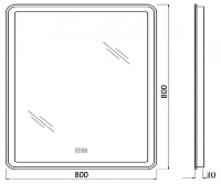 BelBagno Зеркало 80x80h см, с подсветкой по периметру, подогревом и выключ., цвет: хром глянцевый SPC-MAR-800-800-LED-TCH-WARM