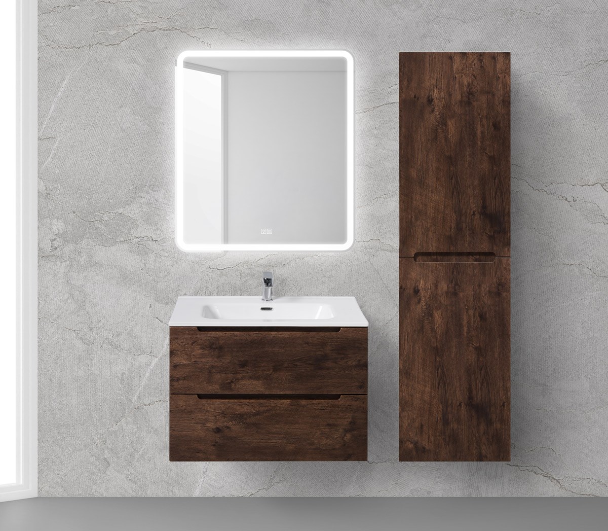 BelBagno Зеркало 70x80h см, с подсветкой по периметру, подогревом и выключ., цвет: хром глянцевый SPC-MAR-700-800-LED-TCH-WARM