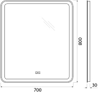 BelBagno Зеркало 70x80h см, с подсветкой по периметру, подогревом и выключ., цвет: хром глянцевый SPC-MAR-700-800-LED-TCH-WARM