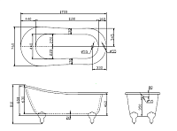 BelBagno Ванна акриловая отдельностоящая 170х76 см без слива-перелива, цвет: белый глянцевый BB06-1700