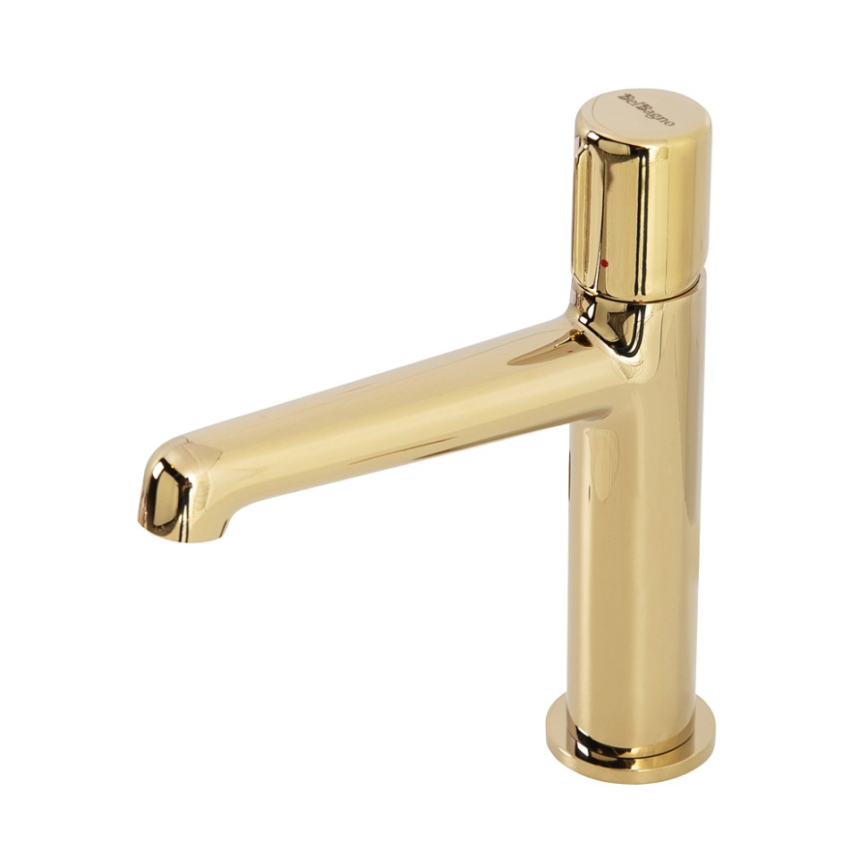 BelBagno Uno Смеситель для раковины, без д/к, длина излива 13,4 см, цвет: золото глянцевое UNO-LVM-ORO