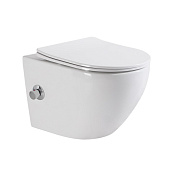 BelBagno Uno Унитаз подвесной с функцией биде 36,5x49см, безобод., с сиденьем, цвет: белый глянцевый BB3105CHR-BS/SC