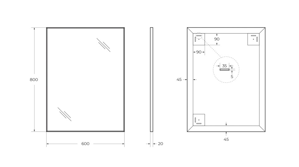 BelBagno Зеркало 60x80h см, без подсветки, цвет: хром глянцевый SPC-AL-600-800