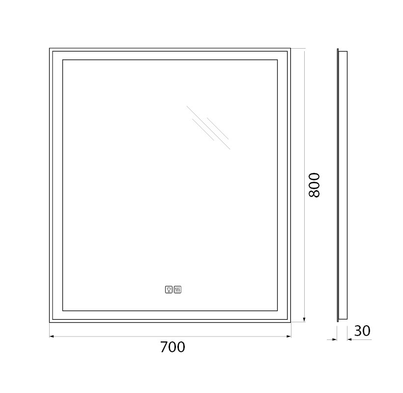 BelBagno Зеркало 70x80h см, с подсветкой, подогревом и выключателем, цвет: хром глянцевый SPC-GRT-700-800-LED-TCH-WARM