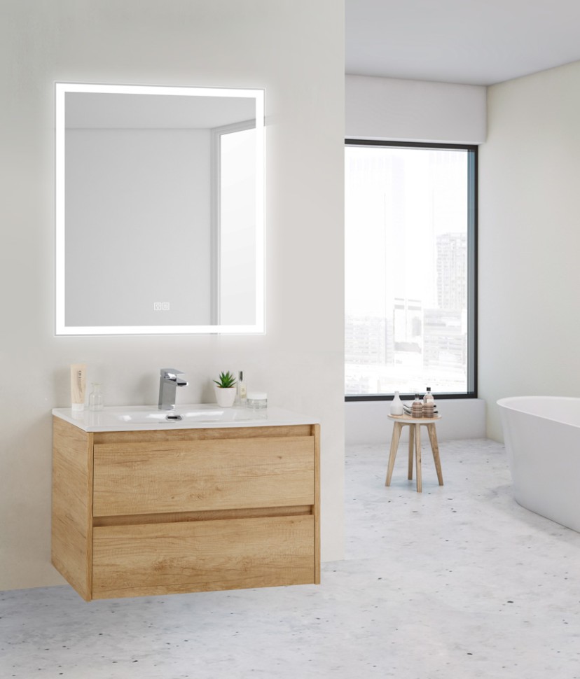 BelBagno Зеркало 70x80h см, с подсветкой, подогревом и выключателем, цвет: хром глянцевый SPC-GRT-700-800-LED-TCH-WARM