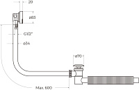 BelBagno Слив-перелив для стандартных ванн, с гидрозатвором, цвет: бронза брашированная Bb2829-Ovf-Brn