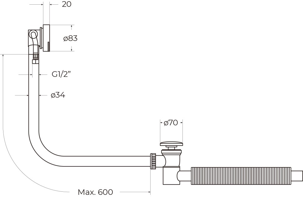 BelBagno Слив-перелив для стандартных ванн, с гидрозатвором, цвет: хром глянцевый Bb2829-Ovf-Crm