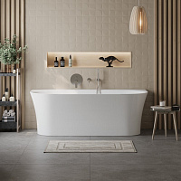 BelBagno Ванна акриловая пристенная 170x75 см в комплекте со сливом-переливом, цвет: белый глянцевый Bb711-1700-750