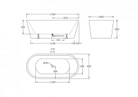 BelBagno Ванна акриловая отдельностоящая 170x80 см, без перелива, цвет: белый глянцевый Bb71-1700-W0
