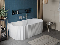 BelBagno Ванна акриловая пристенная 170x80 см в комплекте со сливом-переливом, цвет: белый глянцевый Bb713-1700-800