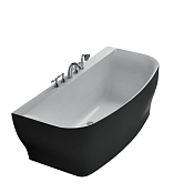 BelBagno Ванна акриловая пристенная 165x78 см, без перелива, цвет: черный/белый матовый Bb74-Nero-W0