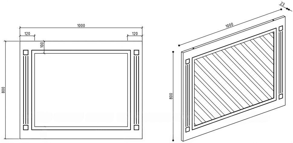 BelBagno Зеркало 100x80h см, без подсветки, цвет: черный матовый Atria-Spc-1000-Nl